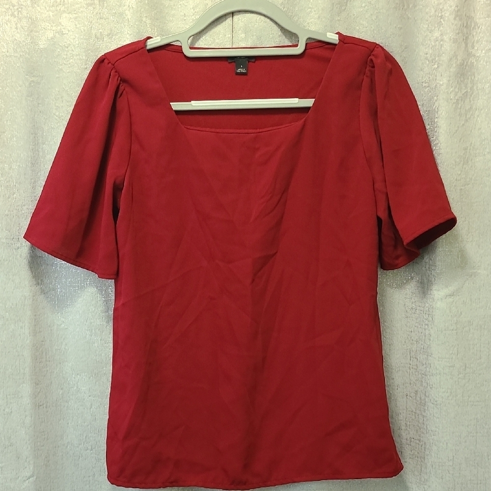 Ann Taylor Factory‎ Red Puff Sleeve Fitted Blouse Size Samll Brandywine